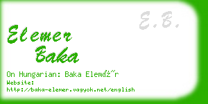 elemer baka business card
